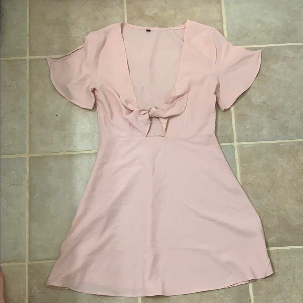 Low-cut Front Tie Dress